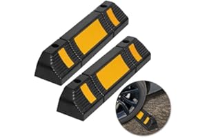 SAILUN Rubber Parking Wheel Stop, 2x Rubber Parking Barrier for Commercial and Domestic Car Parks and Private Garages,Garage Stopper with Reflective Strips,Black and Yellow, 60 x12 x10 cm