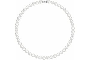 Candyfancy Pearl Necklace Men's Choker Beads Chain White Round Simulated Glass Beads Chain 40/45/50/55/60 cm Long Necklace Pearls White for Men Women and Girls Gifts Pearls 6/8/10 mm