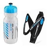 Raceone.it - KIT Race Duo X5 Gel: Portaborraccia X5 + Borraccia XR1 ideale per Bici Race / MTB / Gravel / Trekking Bike. Colore: Nero / Blu 100% MADE IN ITALY (RO_KIT_2_X5_BLK/Sky