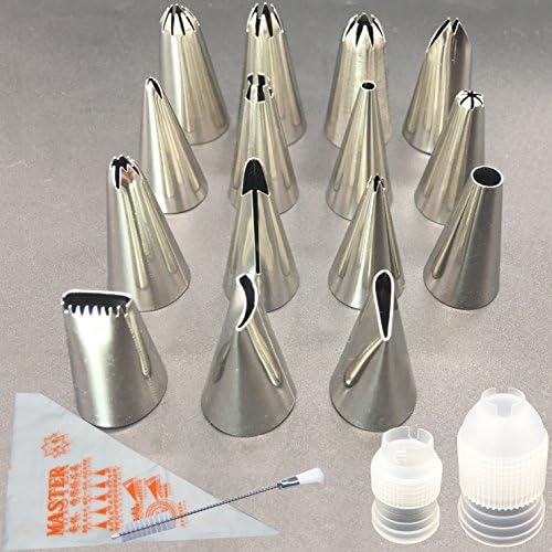 French Icing Piping Nozzles Tips Decorating Tips,Classic Extra Large Stainless Steel Decorating Tips (15 Set/Small Size)