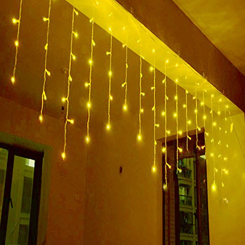 Homedecoam 3,5M LED 96er AC 220V Lichterkette Innen Vorhang Licht Warmweiß