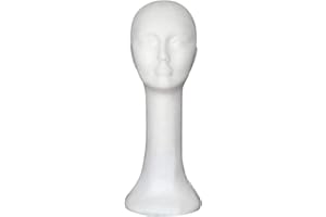 REMORUI Tête de perruque en polystyrène - Modèle de tête abstraite long cou en mousse femme Mannequin perruque chapeau lunettes Présentoir modèle pour affaires - C