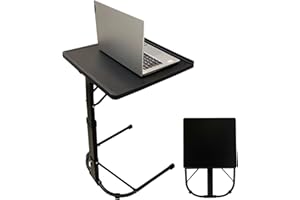 HUOLE Table de Lit a Roulette Médical (Structure Robuste), Table Hôpital Lit, Tablette Médicale Réglable, Table pour Manger au Lit, Table pour Handicapés, Plateau Repas Lit Médical 43*43*69cm (noir)