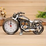 OFT Vintage Motorrad Alarm Clock Wecker Motorcycle Tischuhr Quartzuhr Standuhr (Oddiyana+gold)