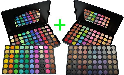240 Lidschatten 2 x 120 Professionelle Lidschattenpalette Matt & Shimmer eyeshadow Makeup Make-Up Set Kosmetik mit Spiegel 2 3