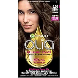 Garnier Olia Ammonia-Free Brilliant Color Oil-Rich Permanent Hair Color, 5.03 Medium Neutral Brown (Pack of 1) Brown Hair Dye