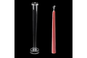 WANDIC Candle Mould, 1 Pc Clear Plastic Candlestick Mold Pillar Cylindrical Mould for Church Christmas Candlelight Dinner Valentine's Day Home Decoration, Round Tip