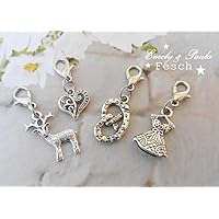 4 SchmuckAnhänger Brezel Herz Hirsch Dirndl TrachtenCharms AnhängerSet