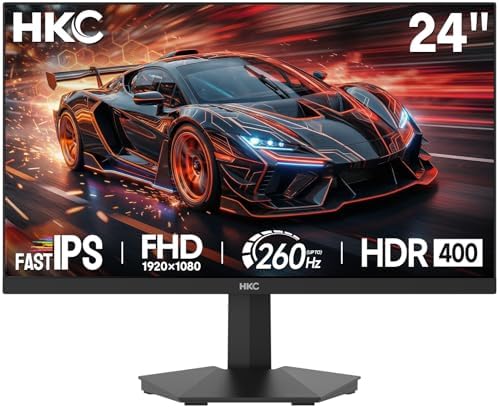 HKC Monitor Gaming 24 Pollici, Fast IPS FHD 240Hz (OC 260Hz), 1ms MPRT