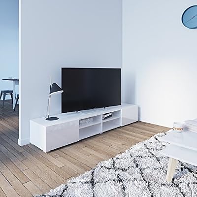 Symbiosis Meuble Tv 4 niches 2 tiroirs en bois L185xP42xH31cm Glossy