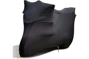 TECTICO Housse d'intérieur pour Moto Elastique Respirant Soft Stretch M Protection complète pour Le Garage et l'exposition de la Moto, Noir, 220 x 95 x 110cm