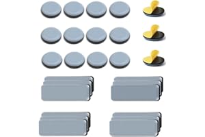 DAGORD 24 Pezzi Scivoli per Mobili Teflon Rotondi 25mm e Rettangolare 19x70mm Piedini per mobili autoadesivo in Teflon PTFE Autoadesivi Cursori di Mobili per Spostare Mobili Pesanti