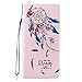 Produktbild Sony Xperia XA1 Ultra Hülle, DENDICO Case Leder Handyhülle Flip Schutzhülle im Kartenfach, Dünn Klapphülle Farbmalerei Art Brieftasche für Sony Xperia XA1 Ultra - Pink, Traumfänger