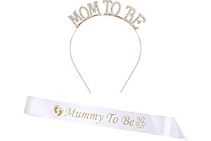 SEMAZZ Mom to Be Tiara und Schärp,1 PCS Mum to Be Rhinestone Tiara + 1 PCS Mommy to Be Mummy to Be Krone Mum to Be Schärpe Kit für Baby Shower Party Geschenke Zubehör Baby Shower Babyparty Supplies