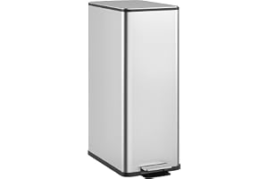 HOMCOM Mülleimer 20 L mit Softclose-Deckel Pedal 21,5 x 37,2 x 57cm Silber | Treteimer, Abfalleimer inkl. Inneneimer, Abfallsammler, Edelstahl, für Bad Schlaf- oder Wohnzimmer