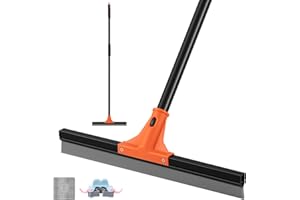 WLICH Floor Squeegee Heavy Duty, 17 Inch Large Floor Squeegee Broom with 60 Inch Long Handle, Floor Scraper Rubber Broom for Garage, Tile, Deck, Bathroom,Outdoor,Window, Glass