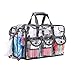 MUA LIMITED Makeup Artist Storage Bag, Clear Cosmetic Bag with Side Pockets and Shoulder Strap, Ergonomic Handle, ON THE GO Series - Clear/Grey Trim