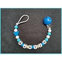 Attache tétine / attache sucette personnalisée Garçon bois et silicone (tête de Mickey)