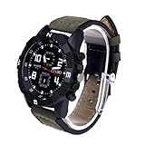 Rcool Luxus Herren Canvas Riemen große Zifferblatt militärische Quarz-Armbanduhr mit Legierung Gehäuse Grün