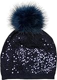 mit vielen glitzernden Pailletten auf der gesamten Beanie / die Strickmütze kann mit und ohne Bommel getragen werden
