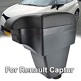 Renault Captur 2013-2017. Zweilagige schwarze Leder-Armlehne für Captur 2013-2017 Mittelkonsole Aufbewahrungsbox Armlehne