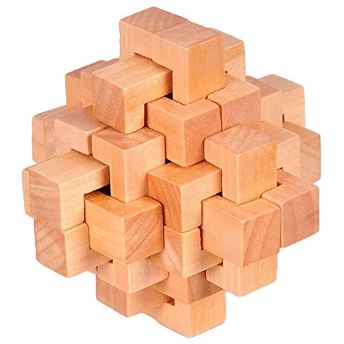 KINGOU 6 Packed Wooden Puzzles IQ Challenge Puzzle Set Brain Teasers Logic Puzzles Interlocked Toys, Adult / Kids