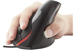 ONELY - Ratón óptico con Cable USB 1.46 Metros, 1600 dpi, 5 Botones Modelo Vertical diseño ergonómico para Windows y Mac OS