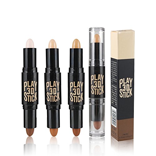 Concealer, 3PCS Powder Teint Makeup Natural Creme Gesicht Augen Concealer Highlight Contour Concealer Pen Stick - 2
