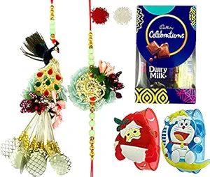 Evisha Pair Rakhi, 2 Cartoon Character Kids LED Rakhi And Chocolates For Brother And Bhabhi | Rakhi For Bhai And Bhabhi | Rakhi For Bhaiya And Bhabhi | Rakhi Combo-P-8-C-2 LED