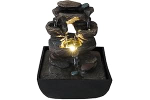 Fontaine d'intérieur LED ROCKFALL - Relaxante - Décor Imitation Roche avec LED Blanc Chaud - ARUM