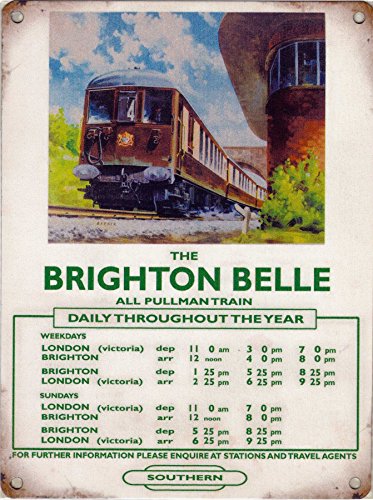 The Original Metal Sign Company Neuf 15 x 20 cm Brighton Belle Pullman ferroviaire de Train Vintage en émail Style Plaque en métal