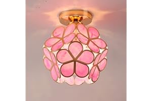 CHAO ZAN Lampadario a Sospensione Ferro Lampada da soffitto plafoniera Rosa Fiori Art Deco Vetro Paralume E27 Luce Pendente fiori di ciliegio luce di soffitto Sala da Pranzo Camera da Letto Soggiorno (rosa)