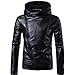 Produktbild Elecenty Herren Kapuzenpullover Lederjacke Winterjacke Kapuzenjacke Mantel Pullover Sweatershirt mit Kapuze Mantel Männer Bluse Outwear Winterpullover Tops Oberbekleidung weihnachten (XXL, Schwarz)