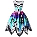 Produktbild Trada SCHLUSSVERKAUF Mode Damen Bezaubernd Schmetterling Drucken Ärmellos Party Kleid Jahrgang Swing Elegant Spitze Kleid (S, Mehrfarbig)