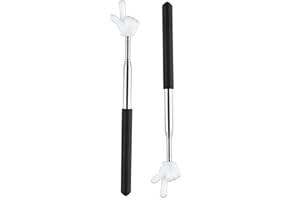 TUCNOEU 2 Stück Finger Zeigestock Lehrer Zeigestab Ausziehbar Edelstahl Zeigestab Geeignet für Unterricht im Klassenzimmer, Vorlesungen und Lesen (Schwarz)