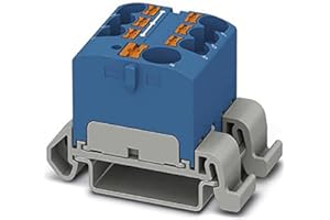 PHOENIX CONTACT PTFIX 10/6X4-NS35A BU - Bloque de distribución (57 A, número de conexiones, sección transversal 0,5 mm²-10 mm², AWG 20-6, ancho 27,9 mm, 1 unidad ), color azul