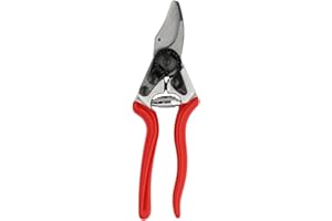 FELCO 16 Sécateur de jardin pour gauchers n° 16 (sécateur compact, pour mains moyennes, coupe ø 20 mm), Argent/Rouge