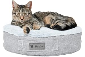 MaxCor Petit Coussin Chien et Chat Rond à Mémoire de Forme - Soulage et Préserve Les Articulations - Relaxant et Réversible été/Hiver - Facile à Transporter - Ne se Déforme Pas et Lavable en Machine