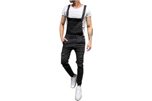 CAXNDYCING Peto vaquero para hombre, Rugged Flex Denim Bib Overalls Ropa de trabajo para hombre, peto vaquero, pantalones largos, corte holgado, Big Smith lavado a piedra, mono de peto