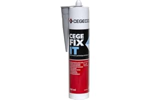 CEGECOL SIKA CEGEFIX IT, Colle mastic de fixation élastomère synthétique à hautes performances adhésives, Intérieur et Extérieur, gris, Cartouche 300ml