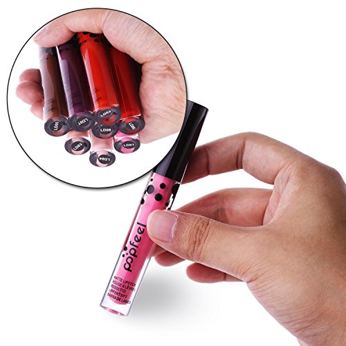 VALUE MAKERS® Matte Liquid Lipsticks, Set aus 8 verschiedenen Farben mit Aufbewahrungstasche – wasserfest, langanhaltend, cremig – 8er Pack Lippenstifte - 6