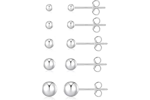 PRETOLE Sterling Silver Stud Earrings - 925 Silver Diamond Studs, Hypoallergenic White Gold Plated, Cubic Zirconia Set