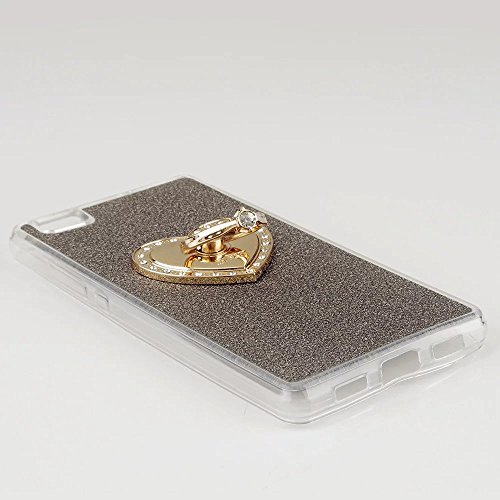 Huawei P8 Lite (2015) 5,0 Zoll Hülle, MUTOUREN Huawei P8 Lite (2015) 5,0 Zoll Etui Hülle Tasche Schutzhülle TPU Silikon Case Cover Bling Glitzer Schwarz Bumper mit Ring und Anti-Scratch Löschen Back Bumper für Huawei P8 Lite (2015) 5,0 Zoll - 3