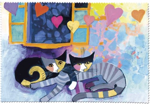 Fridolin 18863 Brillenputztuch "Rosina Wachtmeister - Flying hearts", Stoff, bunt, 18 x 12,5 x 1 cm