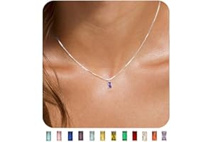 FUNEIA Kette Damen 14K Vergoldete/925 Sterling Silber mit Geburtsstein Anhänger Halskette Gold Silber Exquisit Frau Mädchen Mama Schmuck Geburtstag Hochzeitstag Valentinstag Muttertags Geschenk