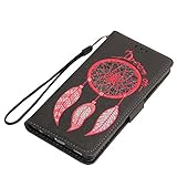 FESELE Dreamcatcher Schutzhülle für [Huawei P9] Feder Traumfänger Prägung Brieftasche Hülle Leder Flip Case Handyhülle mit Magnetverschluss, Huawei P9 Card Slot Vintage Series Wallet Cover Ledertasche Leder-Mappen-Karten-Slot-Abdeckung im Bookstyle Ständer Kartenfach für Huawei P9 + Blau Eingabestift Stylus Touch Pen-Traumfänger,schwarz - 5