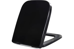 Fanmitrk Schwarz WC Sitz Eckig mit Absenkautomatik, Toilettendeckel mit Quick Release Funktion, Duroplast klodeckel, Toilettensitz Befestigung von oben