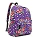 Produktbild Miss Lulu, Retro-Rucksack in verschiedenen Motiven, zum Reisen oder Campen, - Violett (Blumenmuster) - Größe: Medium