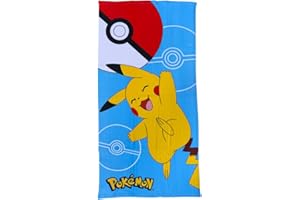 CARTOON Serviette de plage Pikachu serviette en microfibre polyester pour enfants 245 gsm taille 70 x 140 cm plage piscine