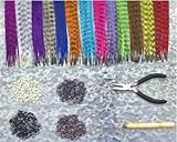 Feather Hair Extension Kit with 52 Synthetic Feathers, 100 Beads, Pliers and Hook